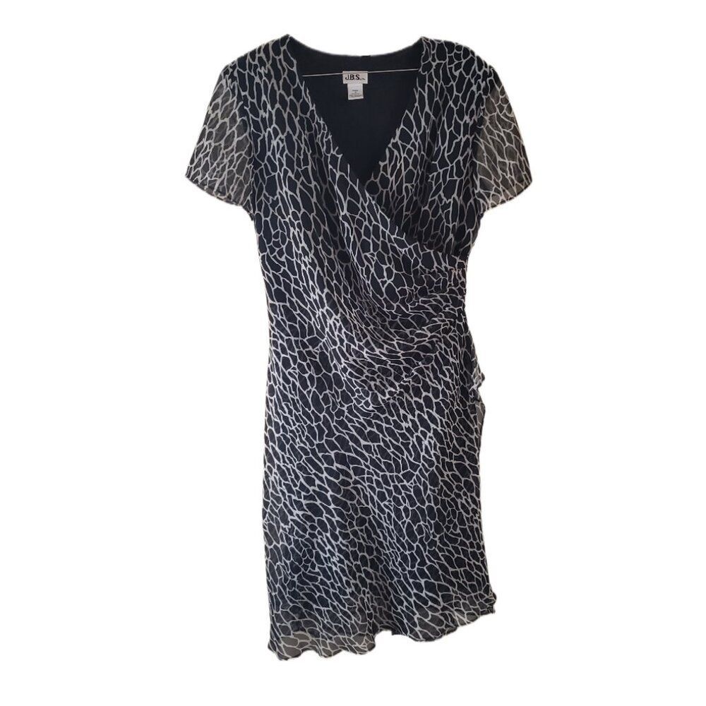 J.B.S. Ltd. 90s Abstract Animal Print Faux Wrap Dress